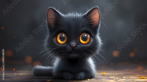 Orange-Eyed Black Kitten