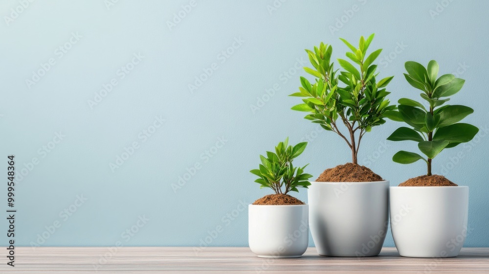 Fototapeta premium Vibrant Indoor Plants in Modern White Pots