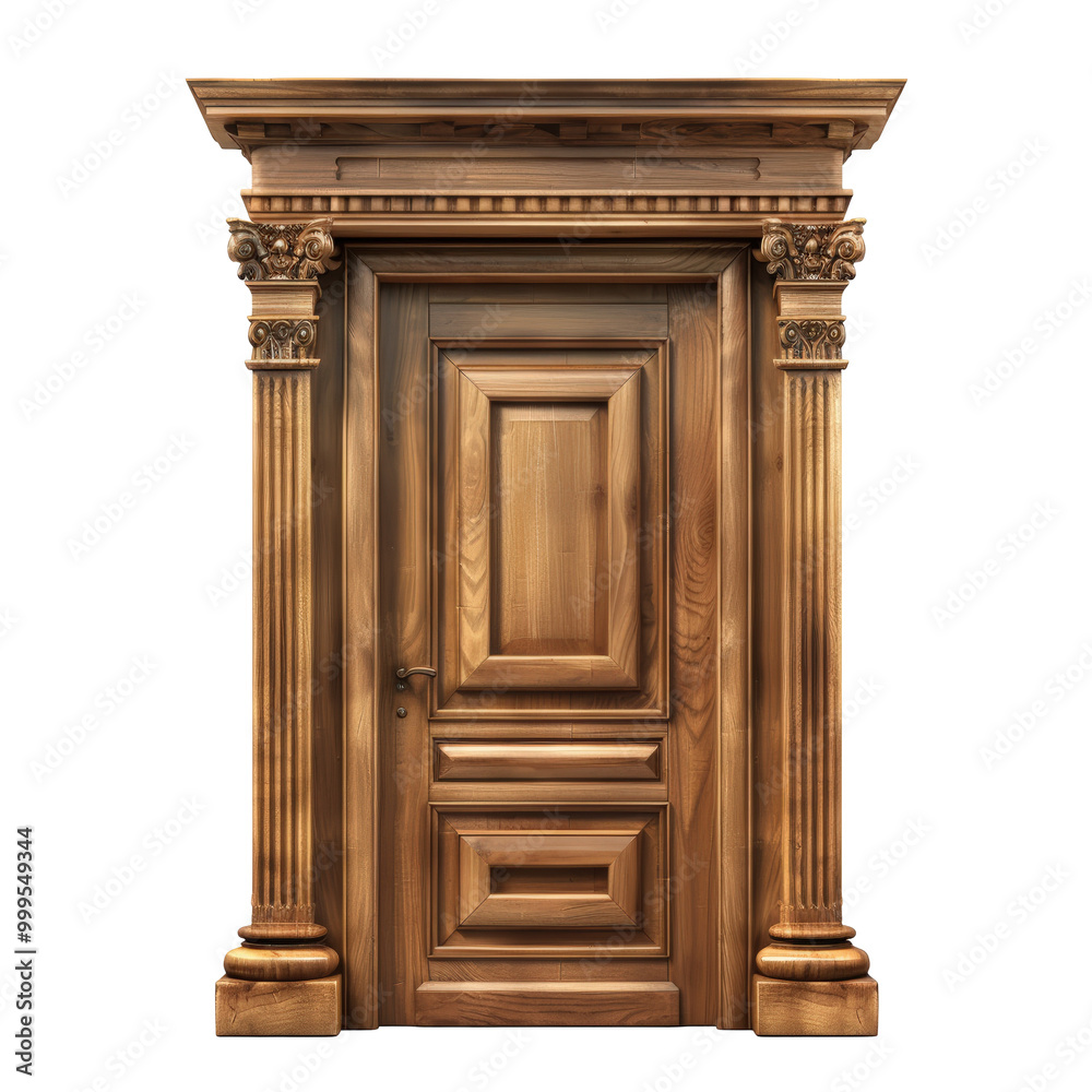 Obraz premium Elegant Raised Panel Architectural Door Design with Transparent Background