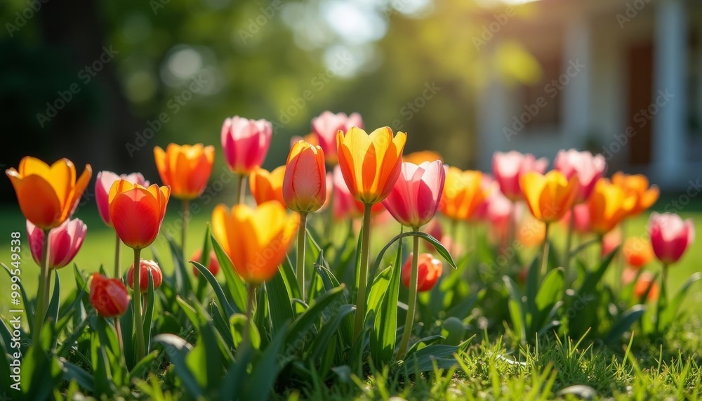 Blooming Joy A Field of Tulips in Full Blossom Blooming Joy A Field of Tulips in Full Blossom