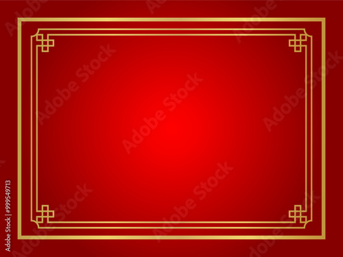 chinese certificate frame rectangle, red background, certificate line frame, antique china border gold frame, chinese new year frame outline