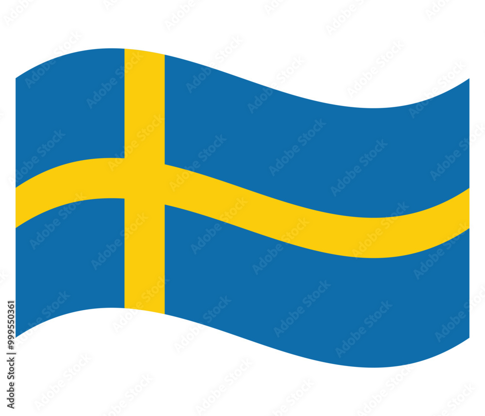 Waving flag of Sweden. Isolated on white vector illustration. Waving flag of Sweden. Isolated on white vector illustration.