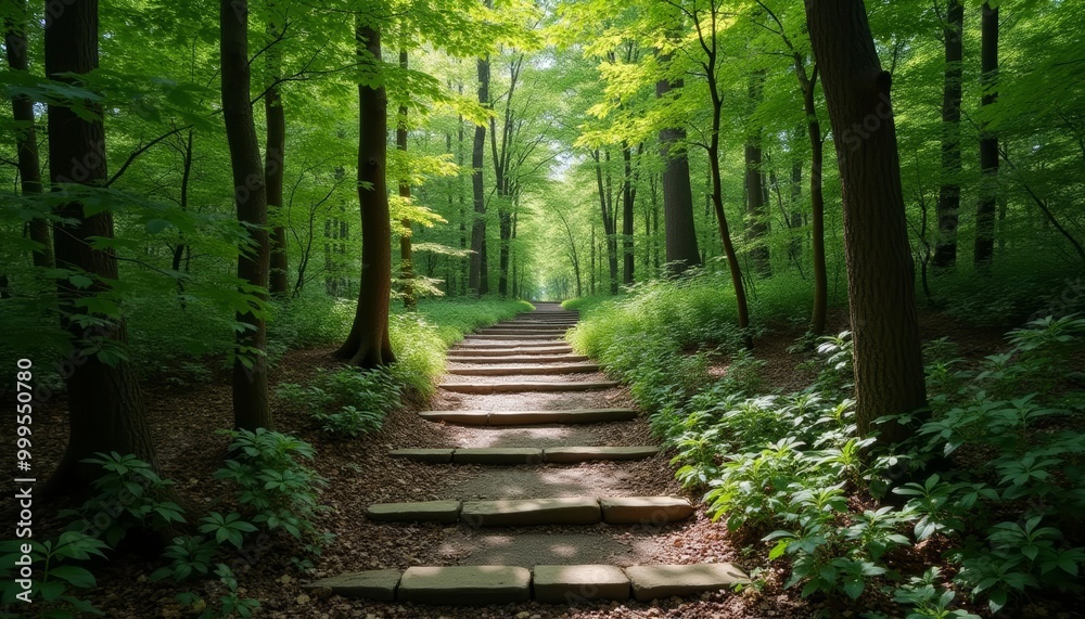 A serene path through the woods inviting exploration A serene path through the woods inviting exploration