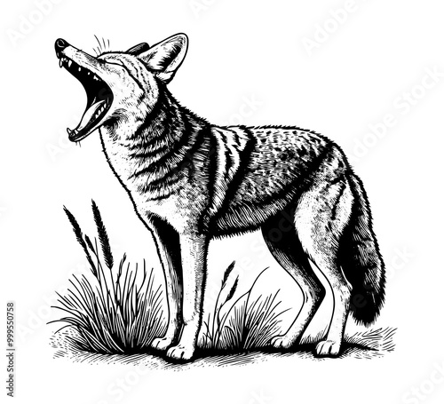  Coyote Hand drawn vector illustration graphic photo