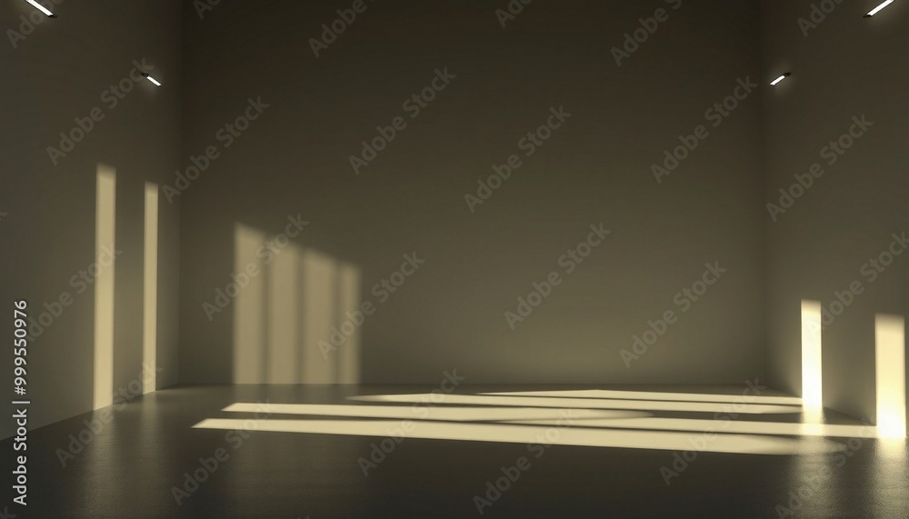 Sunlight streaming through windows in a minimalist empty room. Sunlight streaming through windows in a minimalist empty room.