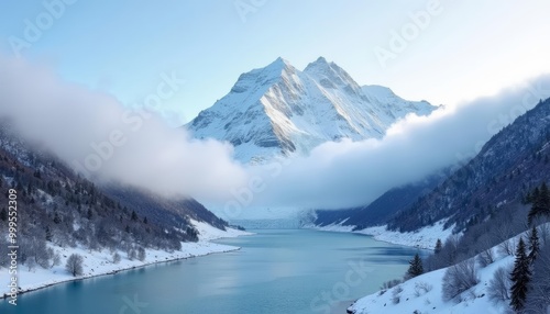  Majestic mountain and serene lake a natural wonderland