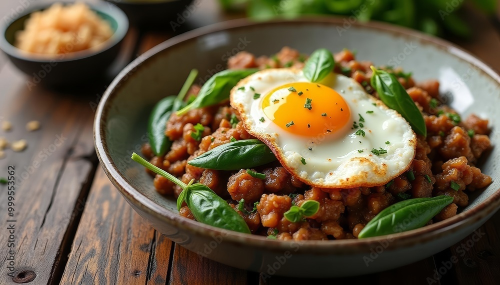 Deliciously wholesome meal with a sunny side up Deliciously wholesome meal with a sunny side up