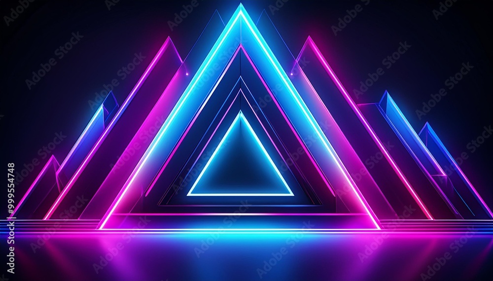 wallpaper featuring a series of neon triangle lights wallpaper featuring a series of neon triangle lights