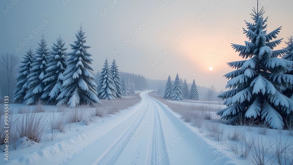 Obraz premium Winter landscape with snow 