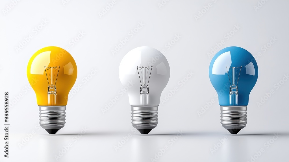 Colorful Light Bulbs on a White Background Colorful Light Bulbs on a White Background