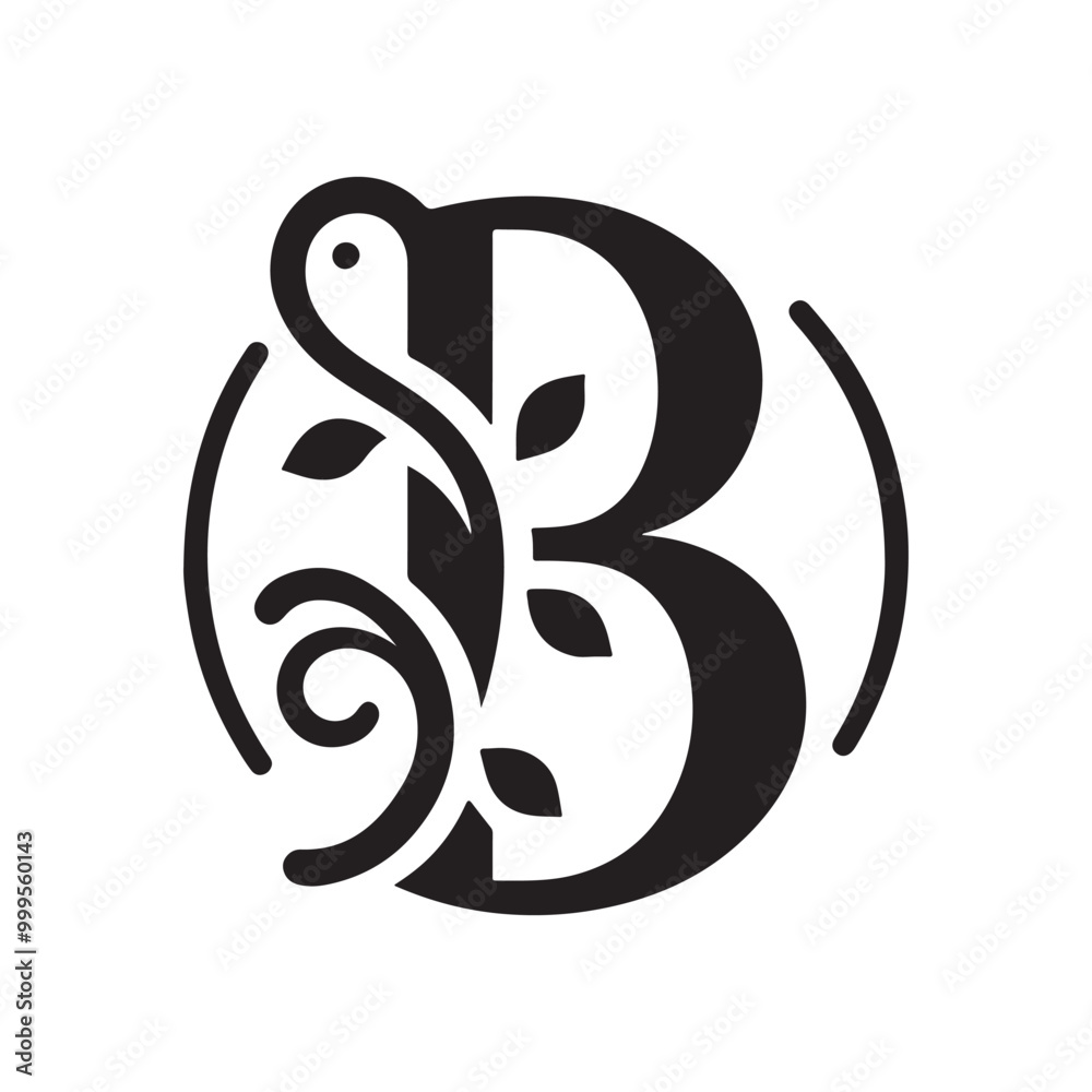 Letter B Logo Design with Natural Touch - Minimalistic, Modern Template Featuring Leaf and Vine Elements for Brands Focused on Sustainability, Nature, and Elegance Letter B Logo Design with Natural Touch - Minimalistic, Modern Template Featuring Leaf and Vine Elements for Brands Focused on Sustainability, Nature, and Elegance