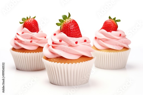 cupcakes with cream and strawberry