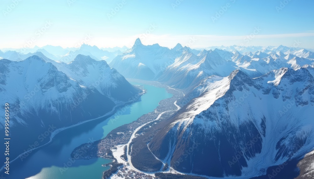 Fototapeta premium Majestic mountain landscape with serene lake