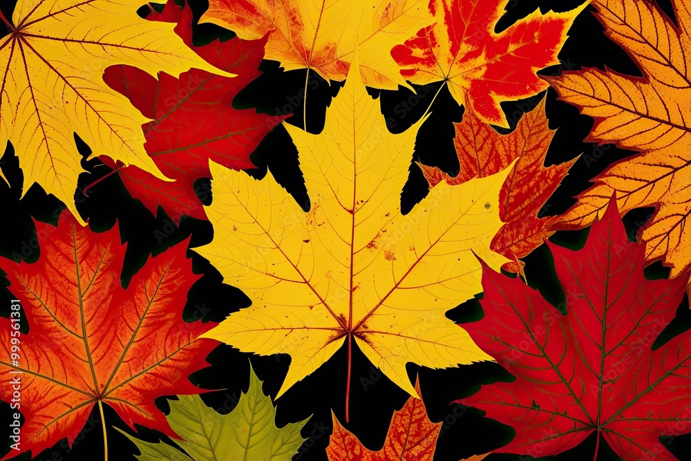 Fototapeta premium Stunning Fall Foliage Featuring Vibrant Yellow Orange and Red Leaves
