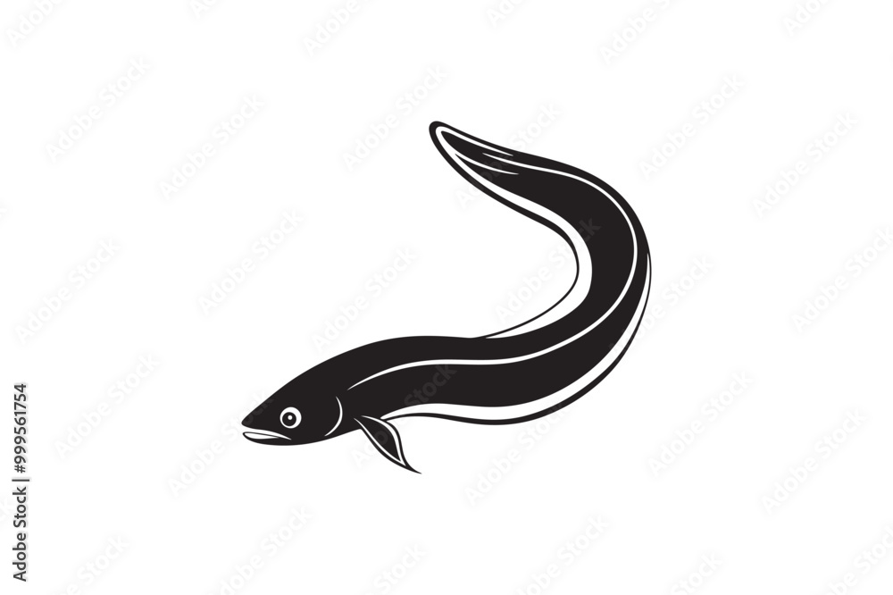 Obraz premium Eel fish silhouette vector illustration, Eel fish silhouette vector