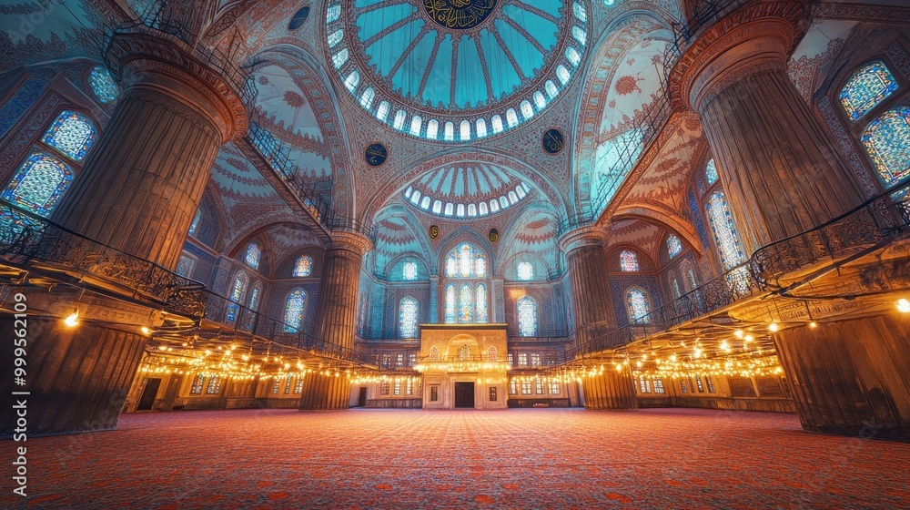 Obraz premium Inside the Blue Mosque, a Marvel of Islamic Architecture