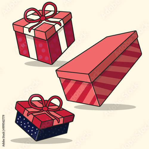 set of gift box for christmas holiday asset vector