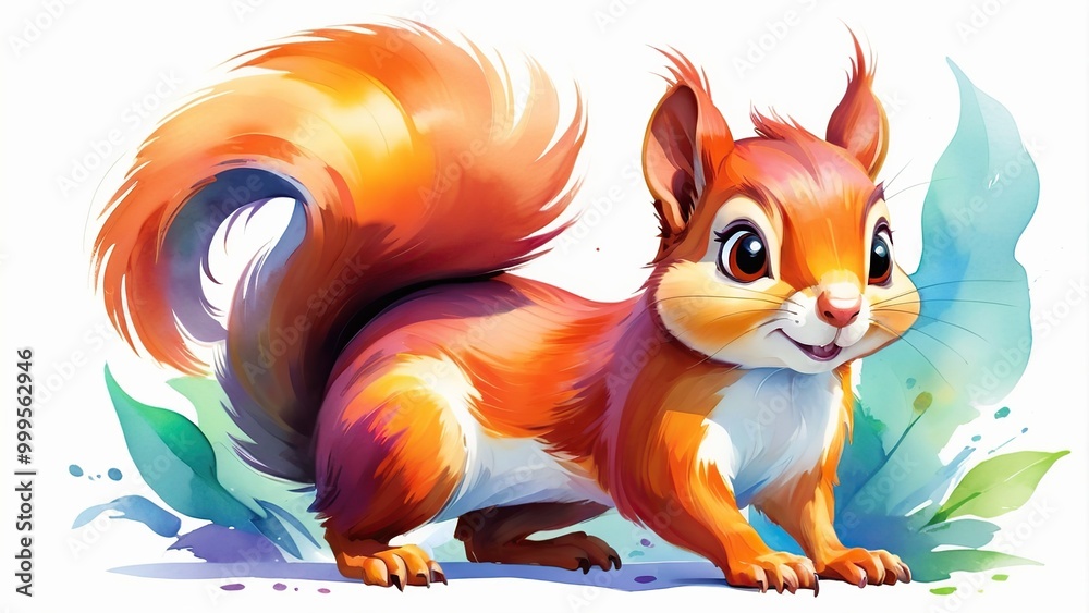 Fototapeta premium Watercolor painting of a Squirrel