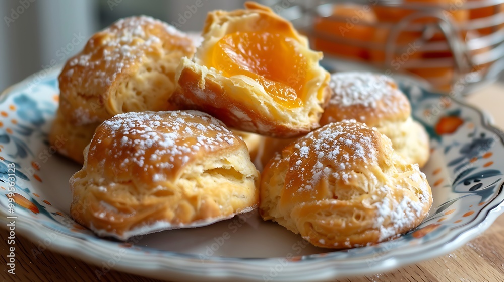 Tiny yeast biscuits filled with apricots Tiny yeast biscuits filled with apricots