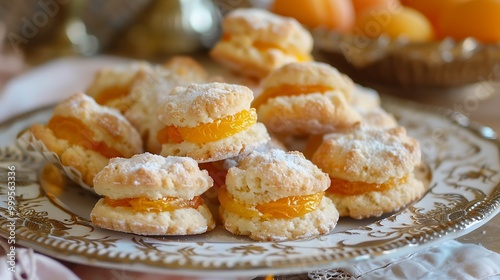 Tiny yeast biscuits filled with apricots