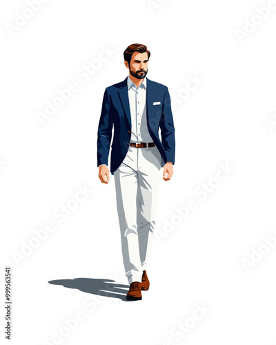 Detailed flat vector people and illustration, man with executive outfit