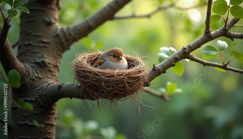  A tiny bird in a nest a symbol of life and growth