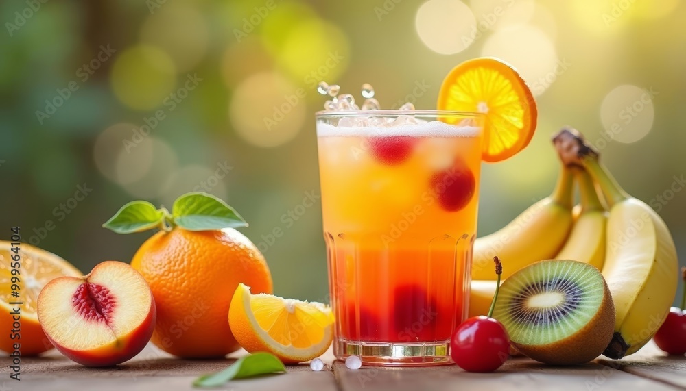 Fototapeta premium Fresh fruit delight A vibrant summer cocktail