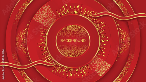 red background with golden ornament