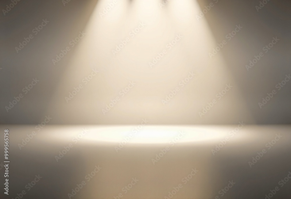 Three spotlights shining on a gray background. Three spotlights shining on a gray background.