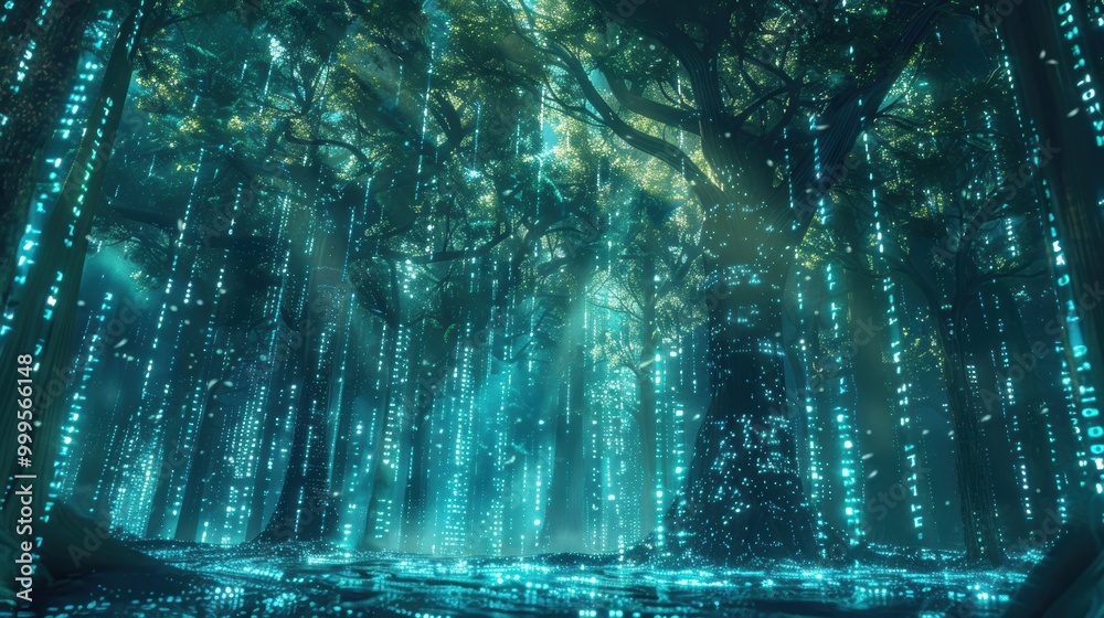 Encrypted Data Stream in a Glowing Forest Encrypted Data Stream in a Glowing Forest