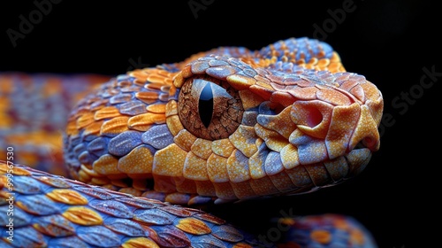 Lesser Sunda pit viper in black background. photo