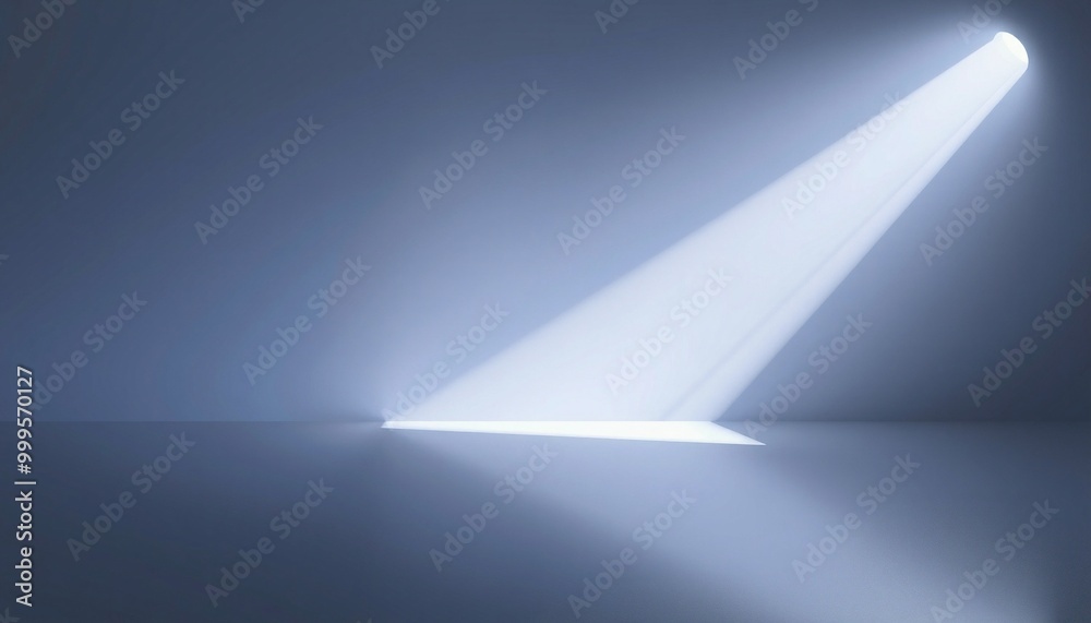 A single spotlight shines brightly on a blue surface, casting a long, dramatic shadow. A single spotlight shines brightly on a blue surface, casting a long, dramatic shadow.
