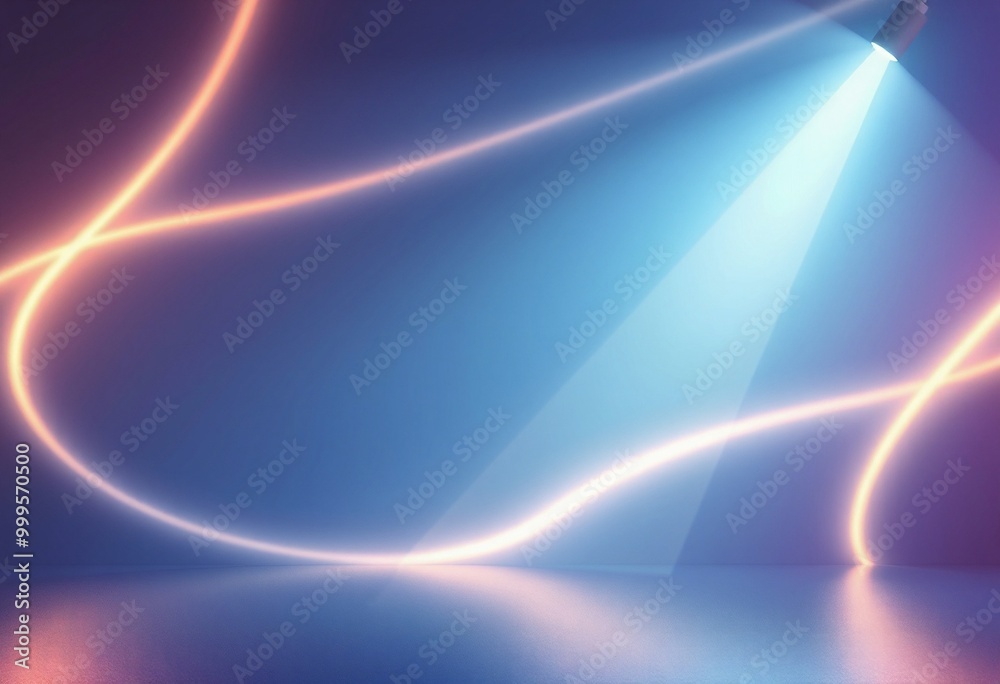 Blue and purple background with light rays and neon curves. Blue and purple background with light rays and neon curves.