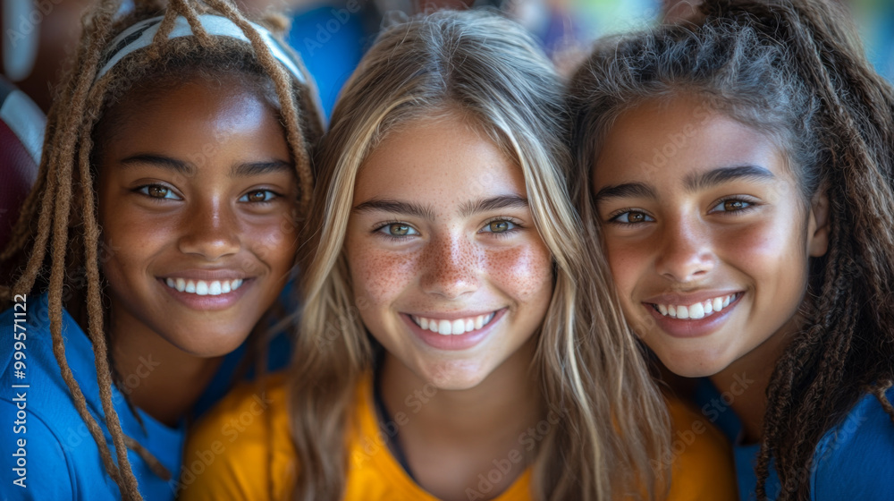 Portrait of Three Smiling Girls Portrait of Three Smiling Girls
