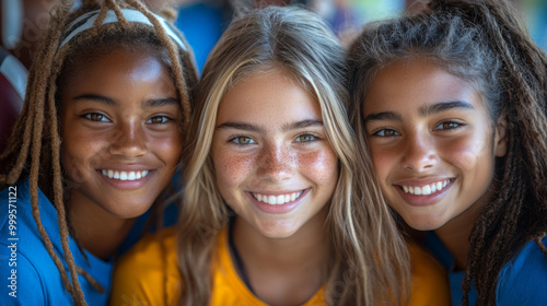 Portrait of Three Smiling Girls