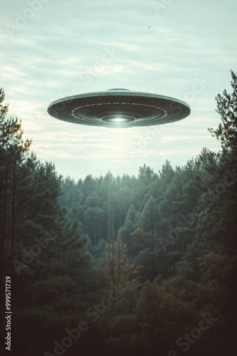 ufo flying over the river