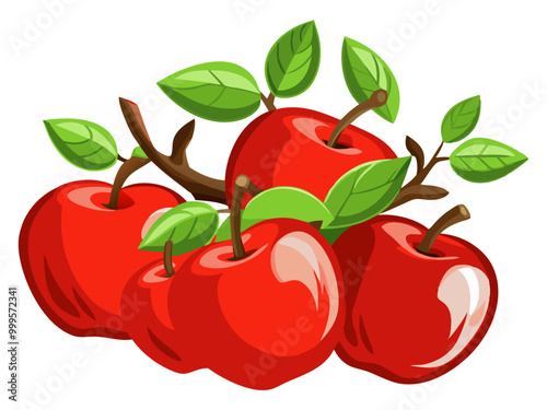 red apple with leaf - apple vector art, illustration of apple, apple isolated on white