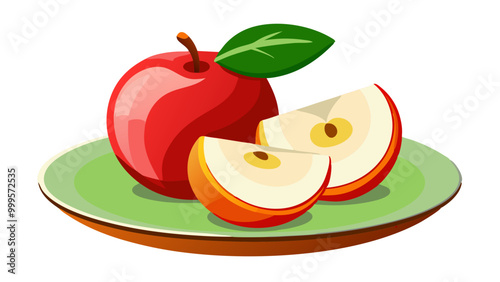 apple with a slice - apple vector art, illustration of apple, apple isolated on white