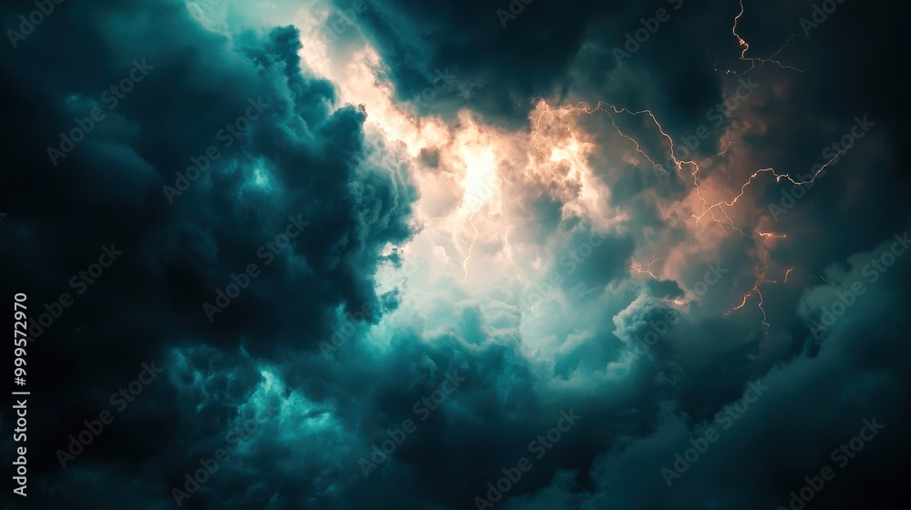 A stormy sky filled with ominous, dark clouds and bright streaks of lightning cutting across the horizon, creating a dramatic and electrifying atmosphere A stormy sky filled with ominous, dark clouds and bright streaks of lightning cutting across the horizon, creating a dramatic and electrifying atmosphere