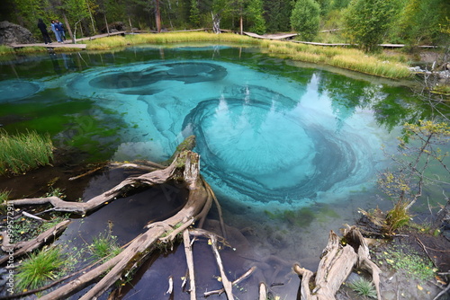 Blue Geyser Lake near the village of Aktash photo