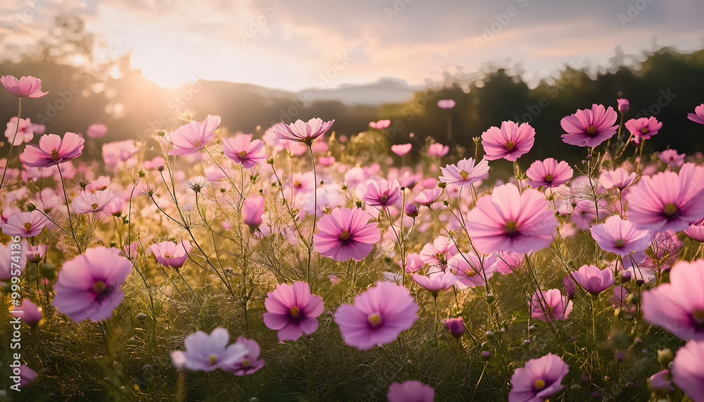 Obraz premium field of pink flowers