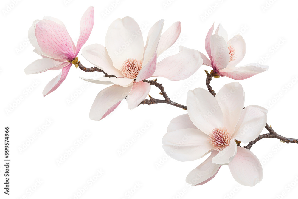 Elegant magnolia flowers bloom with soft white petals and hints of pink, symbolizing beauty and renewal in nature. Elegant magnolia flowers bloom with soft white petals and hints of pink, symbolizing beauty and renewal in nature.
