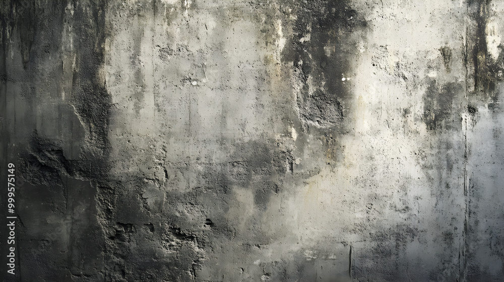 Fototapeta premium A grunge concrete wall background with rough textures and dark shadows