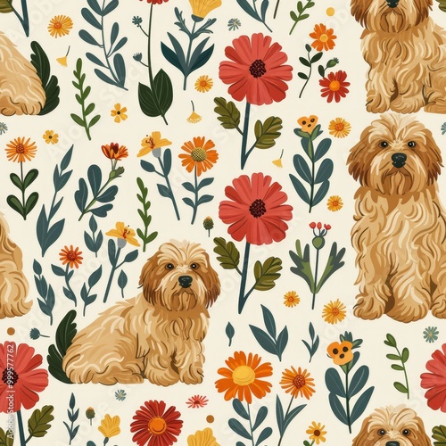 flover and dog pattern . ai generated photo