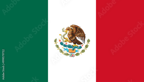 Official national flag of Mexico. Flag of the United Mexican States. Correct proportions and colors. Vector illustration