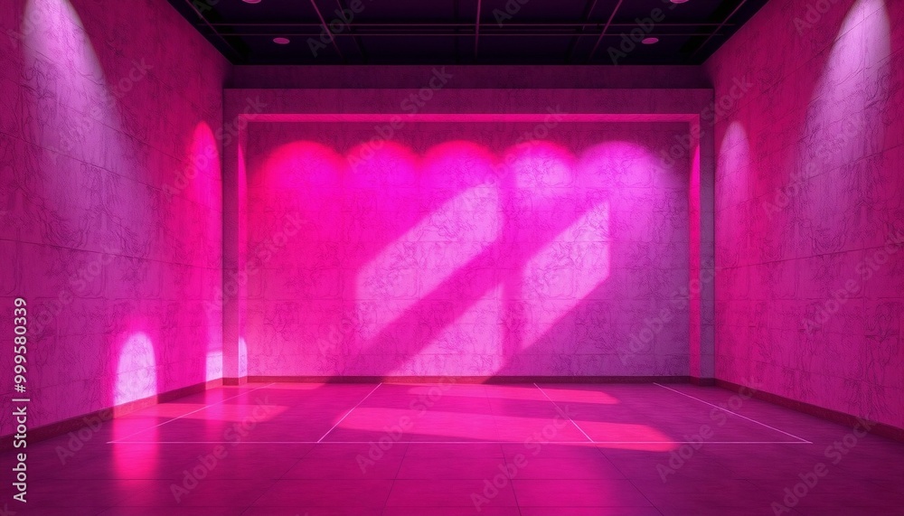 Pink Room with Spotlights and Tile Floor. Pink Room with Spotlights and Tile Floor.