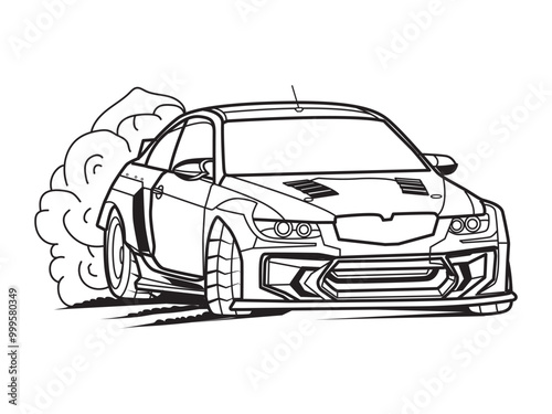 Sports car illustration vector artwork Drift car
