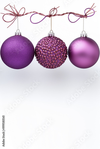 purple christmas balls on white