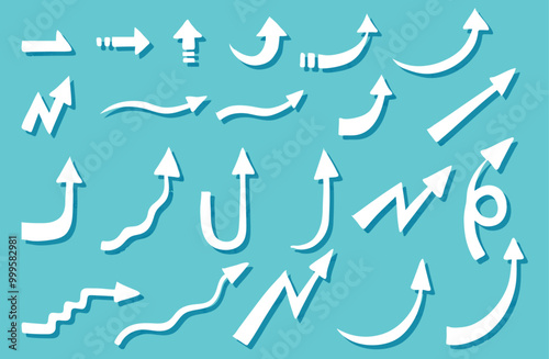 Hand drawn arrows with shadows illustration set