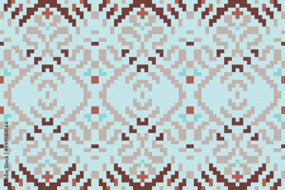Fototapeta premium Indonesia Traditional Dress Patternfolk Embroidery, Aztec Geometric Ornament Print. Design for Carpet, Wallpaper, Clothing, Wrapping, Fabric
